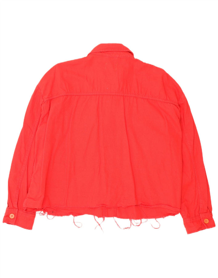 Topshop Damen Petite Crop Übergroße Bomberjacke UK 16 Große rote Baumwolle