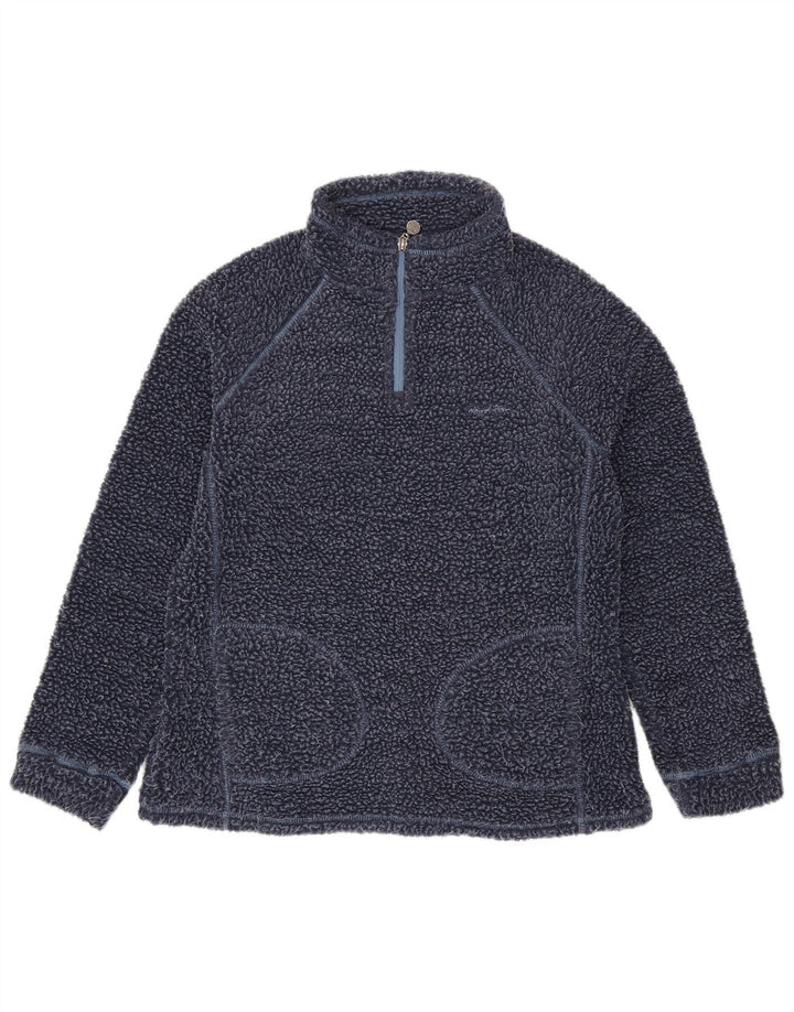 Weird Fish Übergroßer Damen-Fleecepullover mit Reißverschluss am Hals, Gr. 10, Marineblau