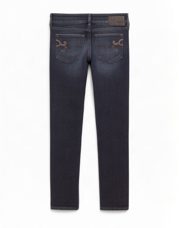 Diesel Damen-Jeans mit niedriger Taille, kurz geschnitten, W27 L25, marineblaue Baumwolle