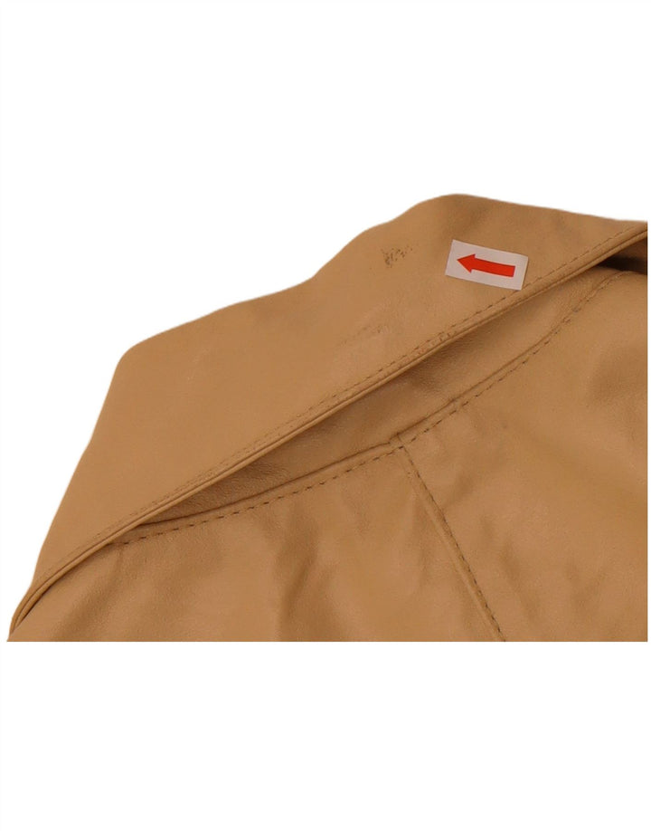 MOTIVI Damen Biker-Lederjacke UK 8 Small Beige Leder