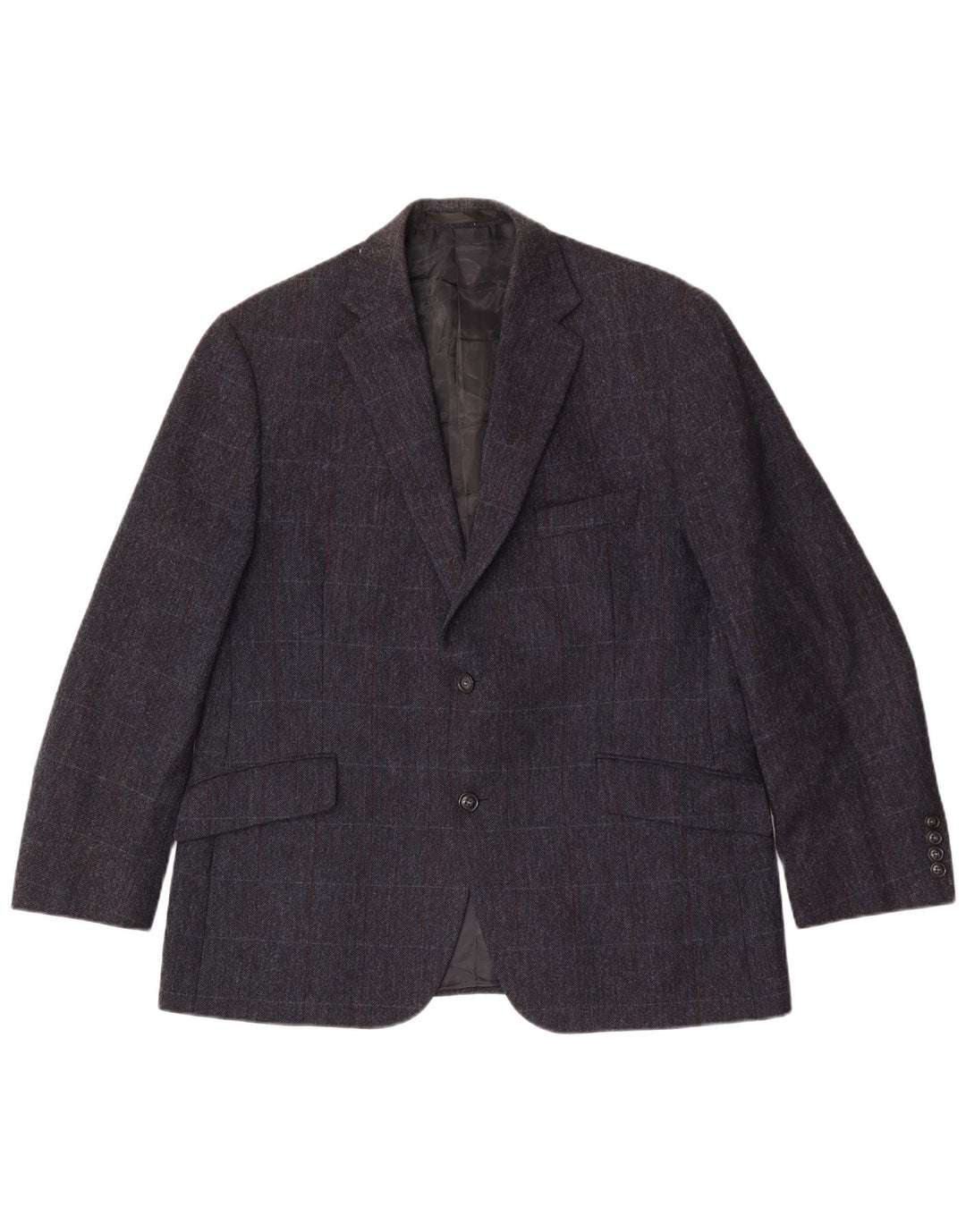 Marks & Spencer Herren-Blazer mit 2 Knöpfen, UK 44, XL, marineblau, kariert, Wolle