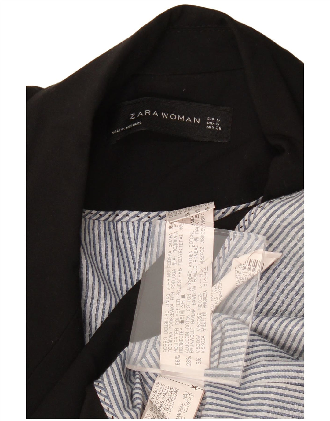 ZARA Damen-Blazer mit 1 Knopf, Gr. 10, Größe S, Schwarz, Polyester