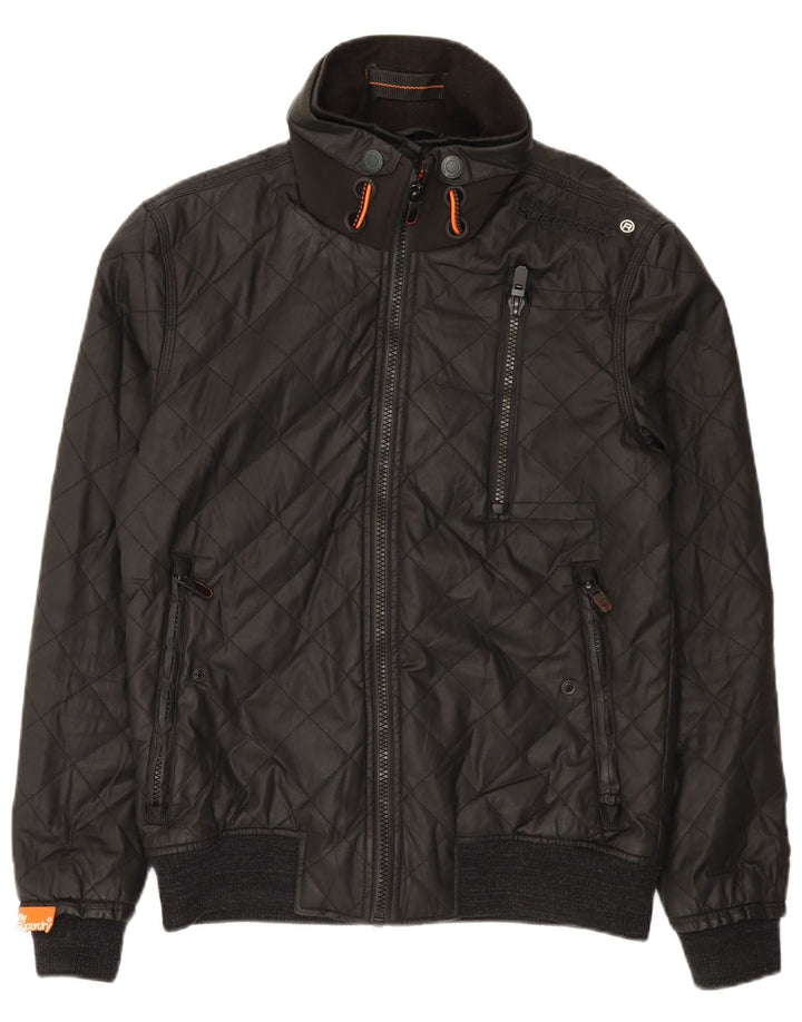 Superdry Herren Stepp-Bomberjacke UK 40 Large Schwarz Nylon