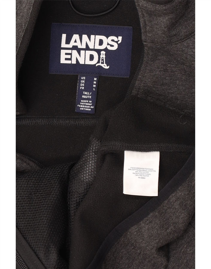 Lands End Herren-Trainingsanzugoberteil aus mittelgrau gesprenkelter Baumwolle