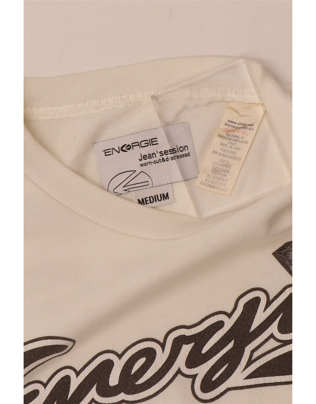 ENERGIE Damen-Sweatshirt mit Grafik, UK 14, mittelweiße Baumwolle