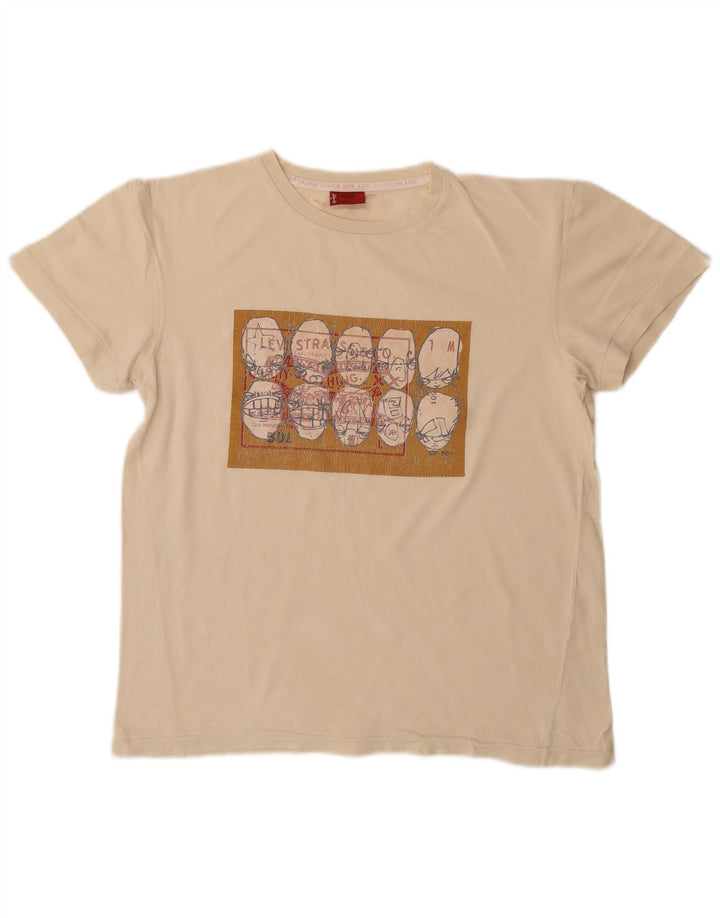 Levi's Damen Grafik-T-Shirt-Oberteil UK 14 Mittelbeige