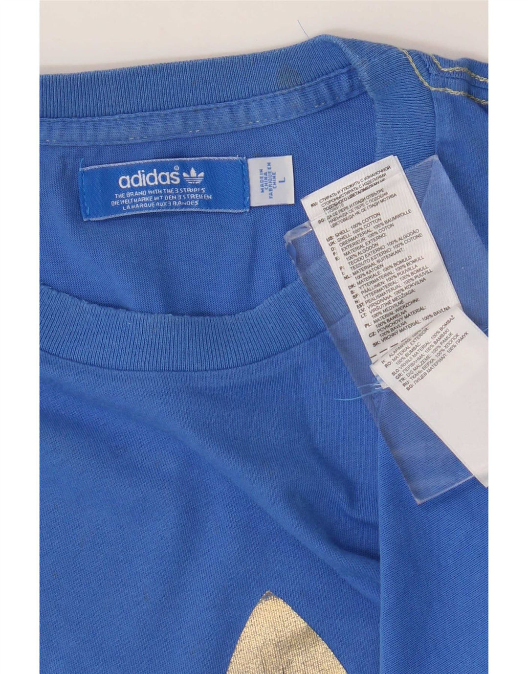 Adidas Herren Grafik T-Shirt Top Große blaue Baumwolle