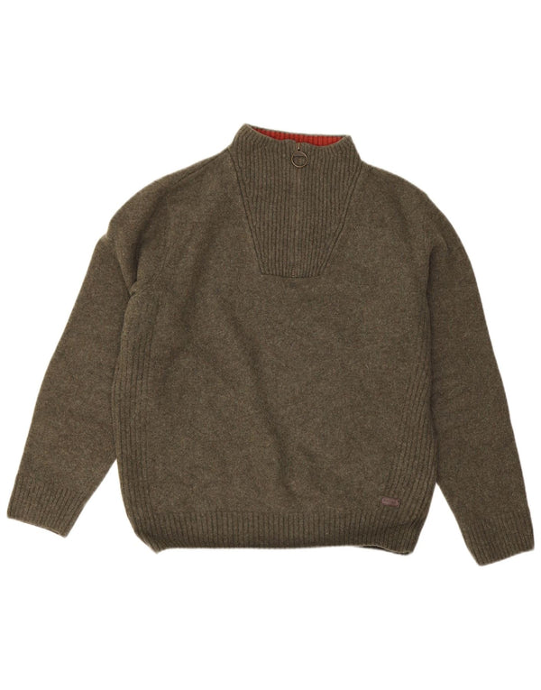 Barbour Damen-Pullover mit Reißverschluss, UK 18, XL, Khaki, Wolle