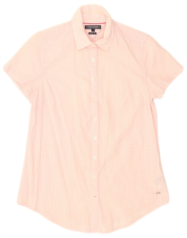 Tommy Hilfiger Damen Kurzarmhemd US 4 Small Pink Gingham
