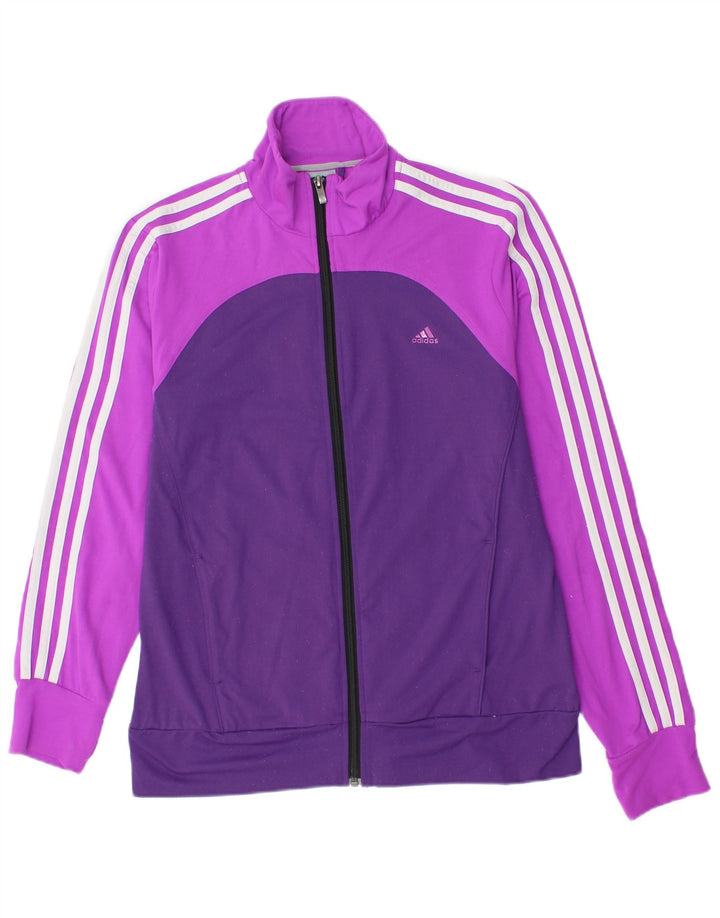 Adidas Damen Trainingsanzug Top Jacke UK 12/14 Mittellila Farbblock