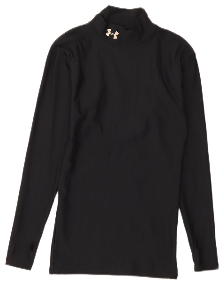 Under Armour Damen Cold Gear Top Langarm UK 8 Small Schwarzes Nylon