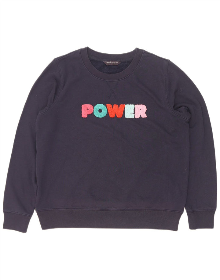 Marks & Spencer Damen Grafik-Sweatshirt-Pullover UK 14 Large Marineblau
