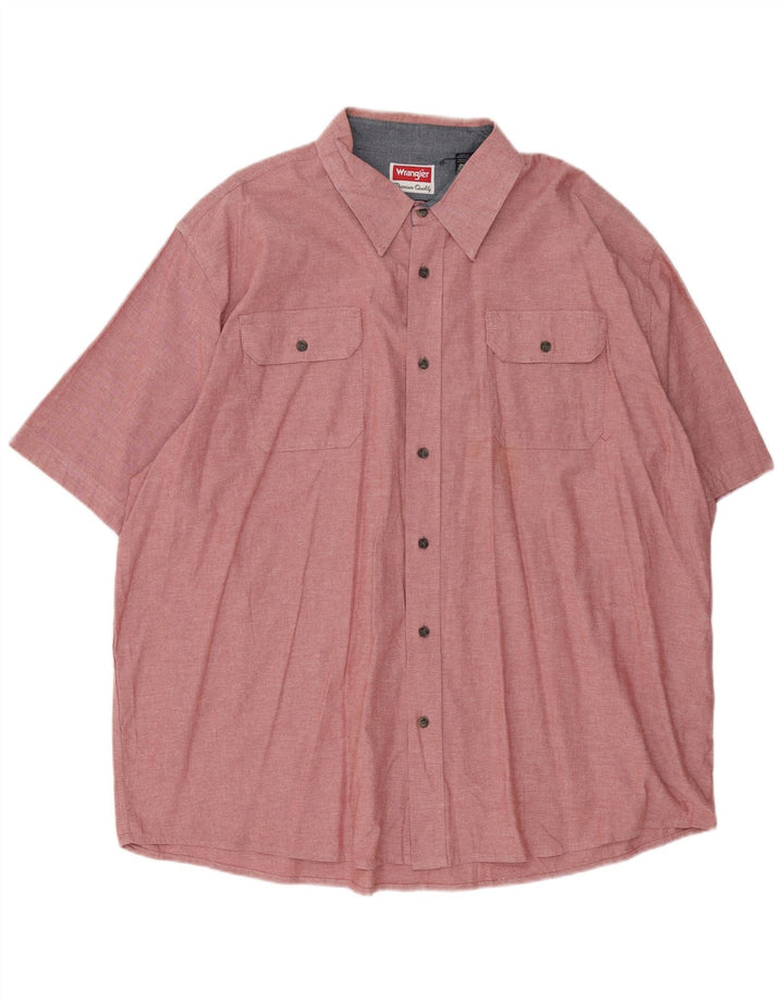 Wrangler Herren Kurzarmhemd 2XL Rosa Baumwolle