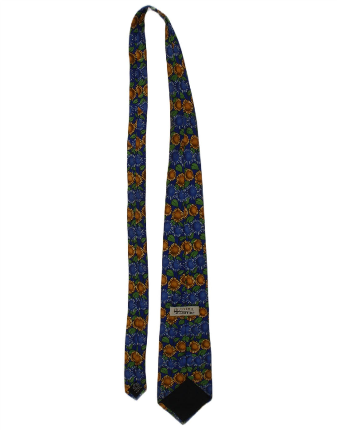Trussardi Herren-Krawatte mit grafischem Muster, Einheitsgröße, blaues Blumenmuster, Seide