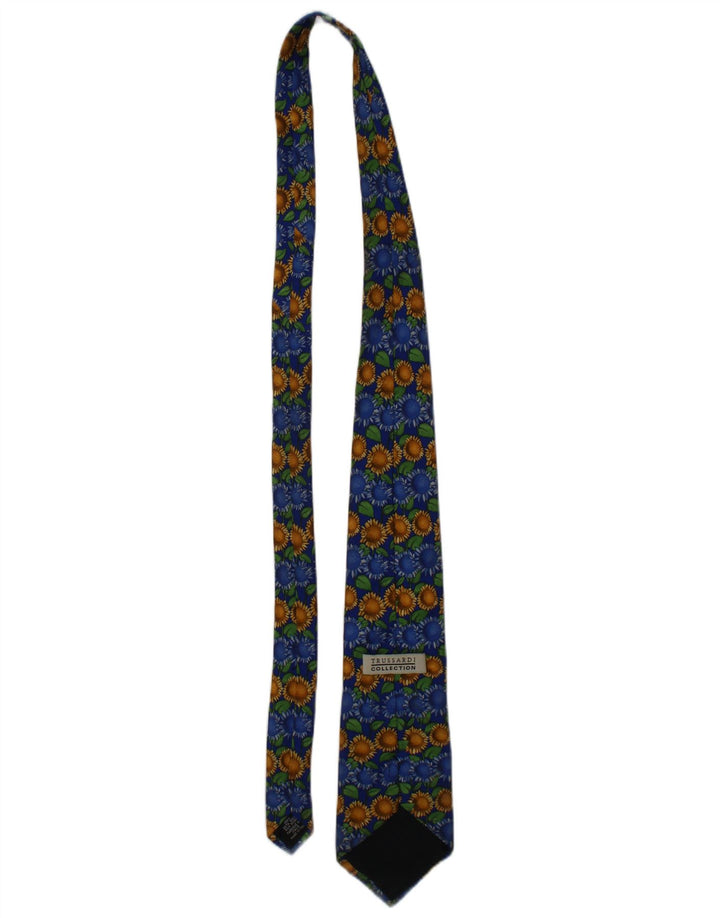 Trussardi Herren-Krawatte mit grafischem Muster, Einheitsgröße, blaues Blumenmuster, Seide