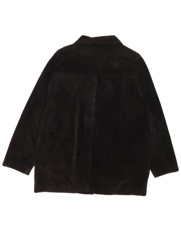 Vintage Damen Wildlederjacke UK 18 XL Schwarzes Leder