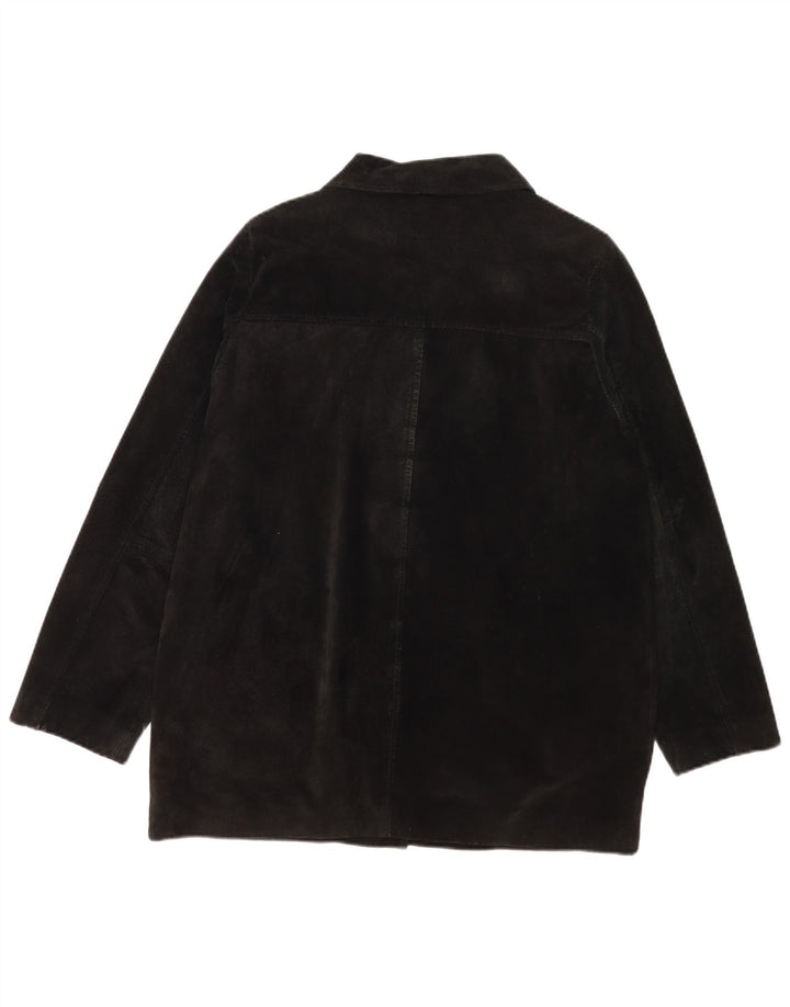 Vintage Damen Wildlederjacke UK 18 XL Schwarzes Leder