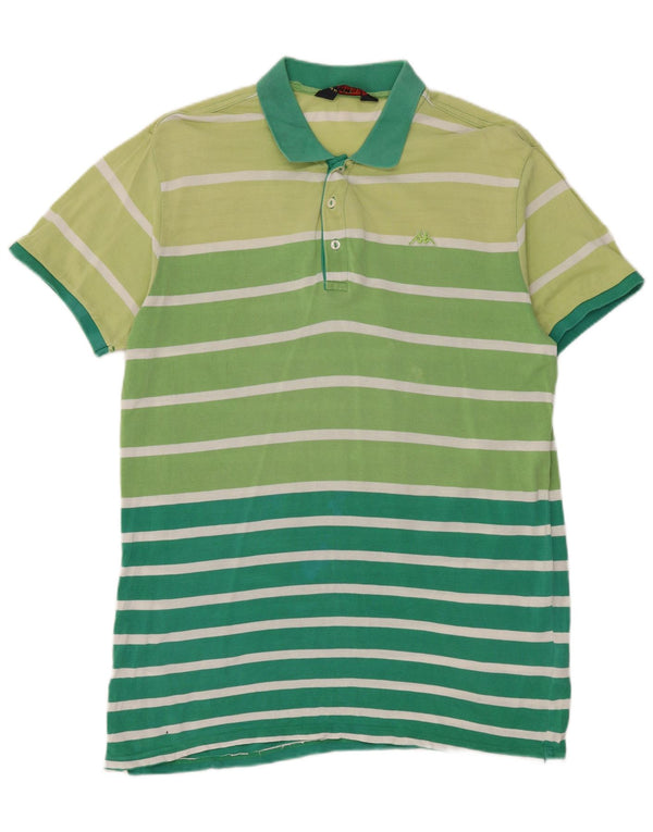 Kappa Herren Poloshirt XL grün gestreift aus Baumwolle
