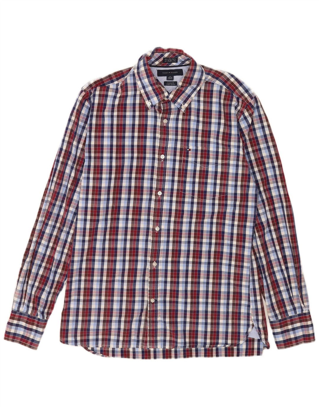 Tommy Hilfiger Herrenhemd Größe 15 1/2 16 Medium Mehrfarbig kariert