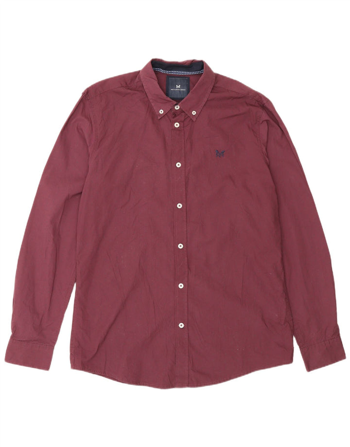 Slim-Fit-Hemd für Herren von Crew Clothing, mittelgroß, Burgunderrot gepunktet