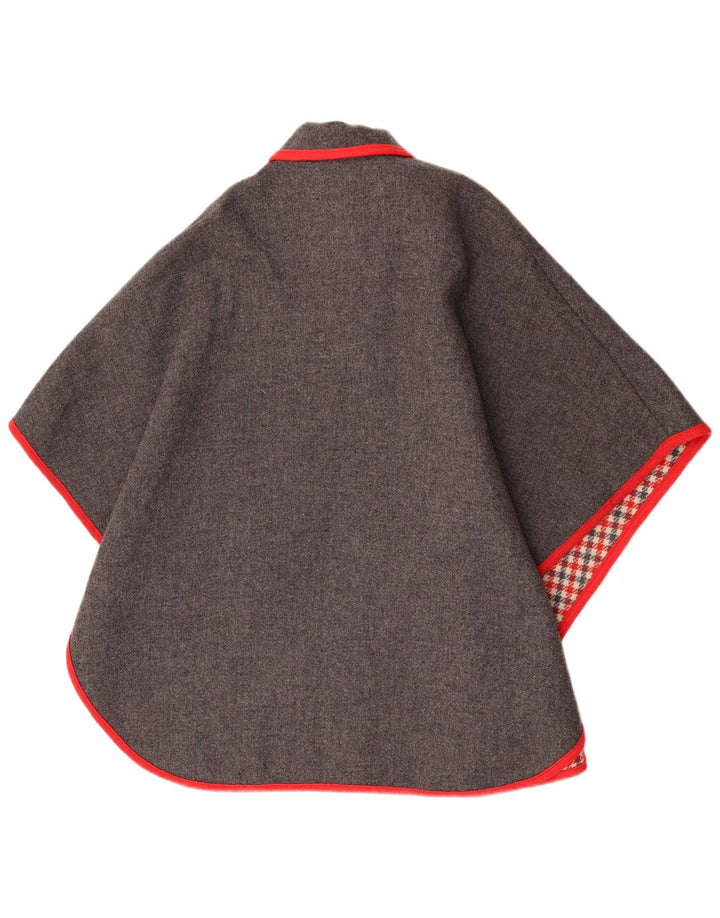 Vintage Damen Cape Mantel Einheitsgröße Graue Wolle
