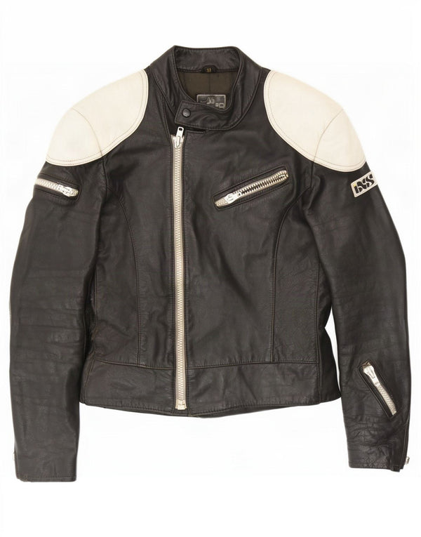IXS Herren-Leder-Racer-Jacke, EU 50, Mittelschwarz, Farbblock