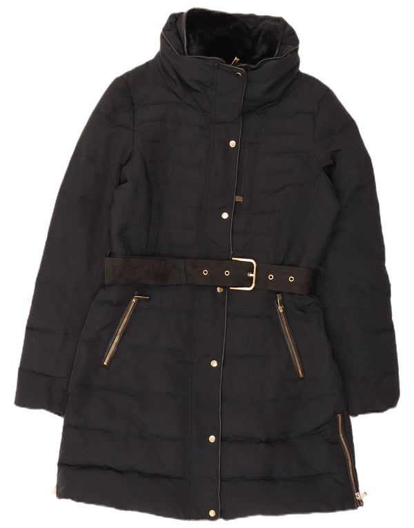 Zara Damen gepolsterter Mantel UK 14 Medium Schwarz