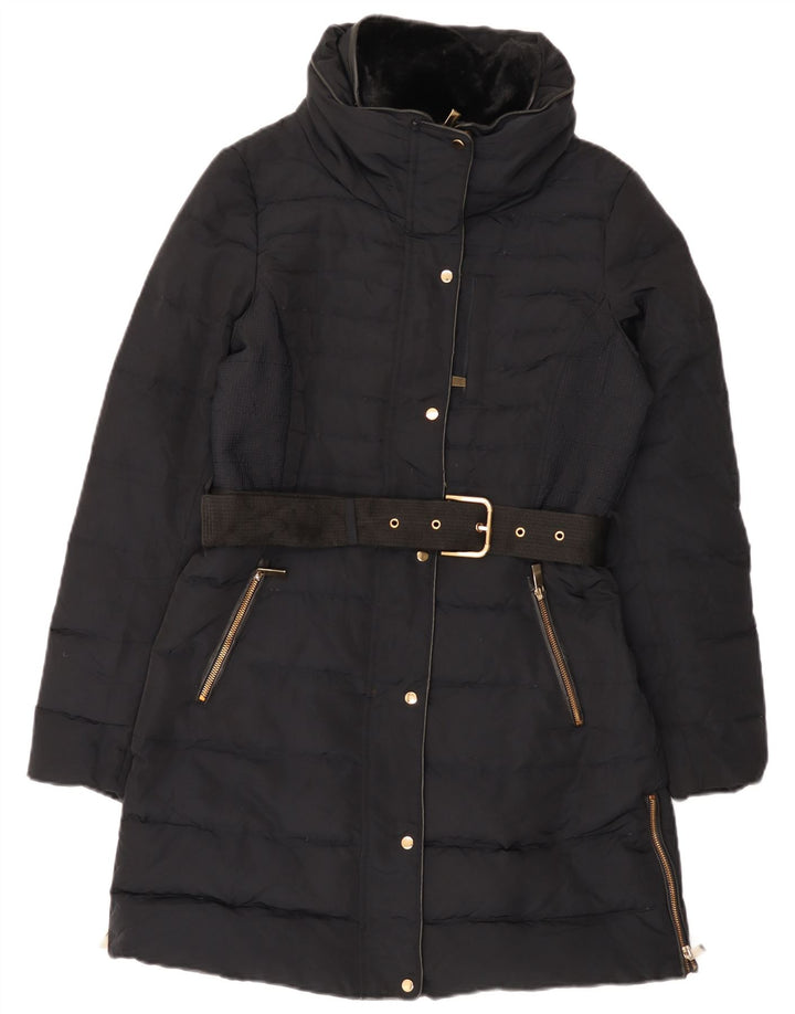 Zara Damen gepolsterter Mantel UK 14 Medium Schwarz