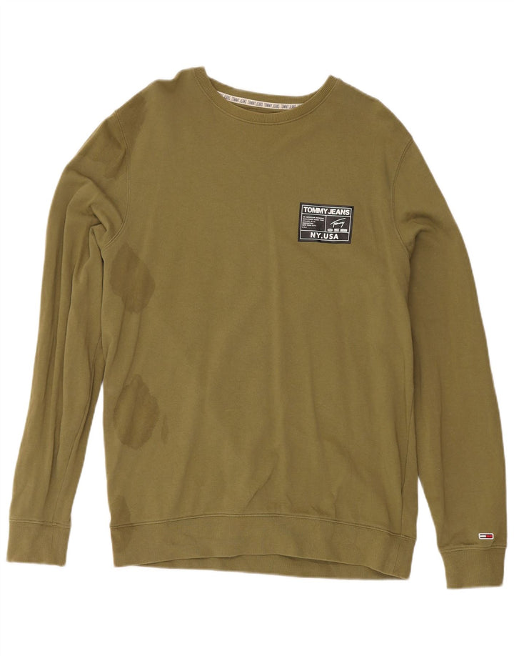 Tommy Hilfiger Herren-Sweatshirt, Pullover, groß, Khaki, Baumwolle