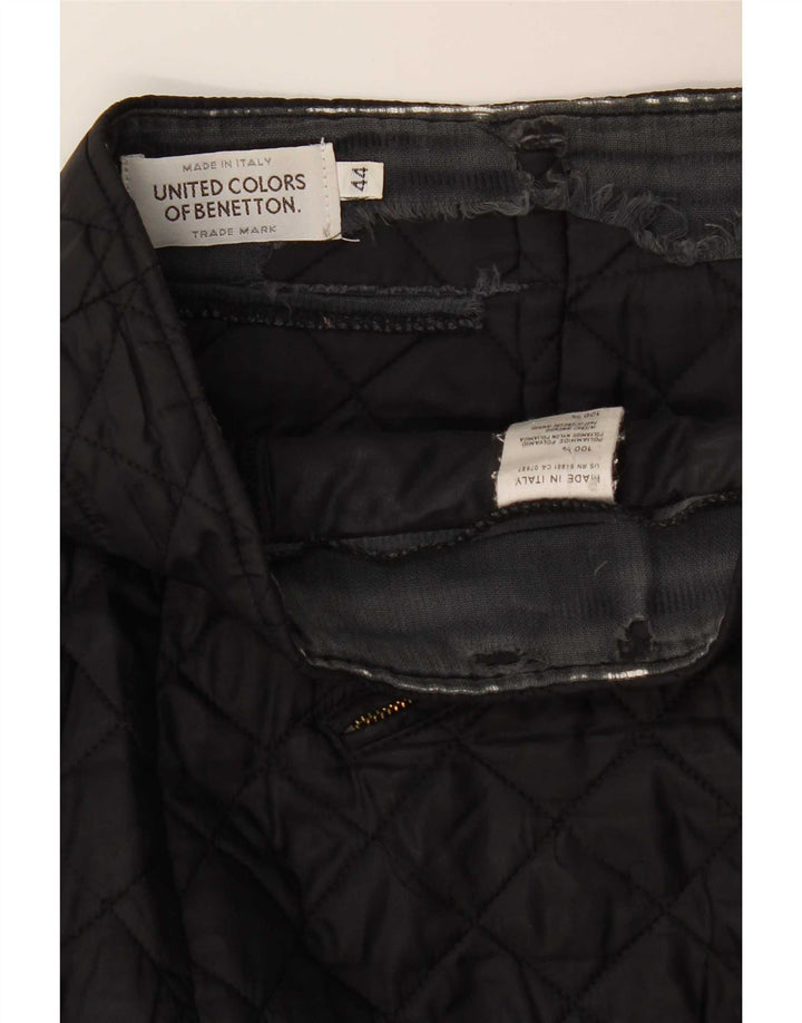 Benetton Damen Stepp-Minirock IT 44 Medium W30 Schwarzes Polyamid
