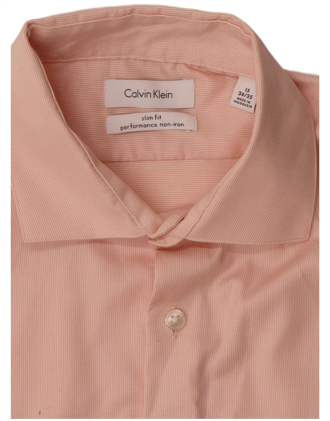 CALVIN KLEIN Herren Slim Fit Hemd Größe 15 Mittelrosa Baumwolle