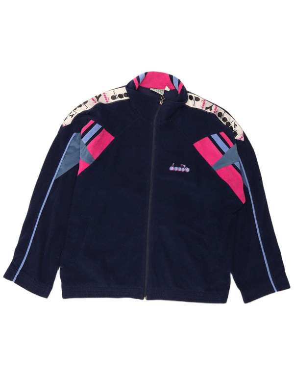 DIADORA Mens Graphic Tracksuit Top Jacket UK 40 Medium Navy Blue