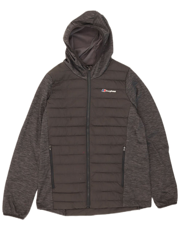 Berghaus Wattierte Jacke mit Kapuze für Jungen, 14–15 Jahre, graues Colourblock-Polyester