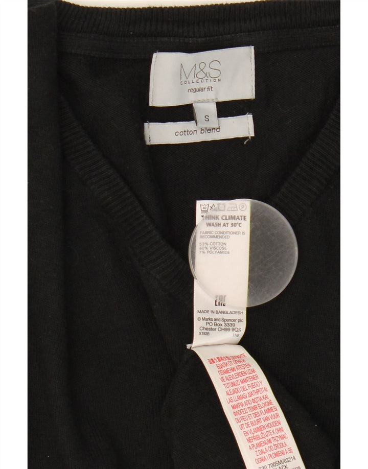 Marks & Spencer Damen-Pullover mit normaler Passform und V-Ausschnitt, Gr. 10, Größe S, Schwarz