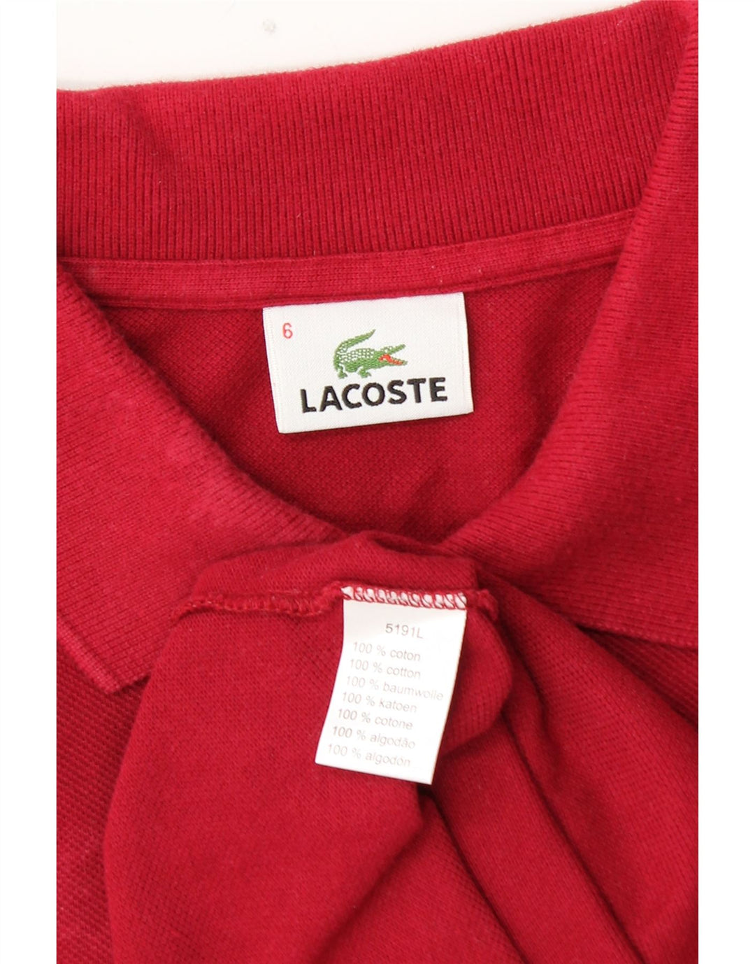 LACOSTE Herren Poloshirt Größe 6 XL Rote Baumwolle