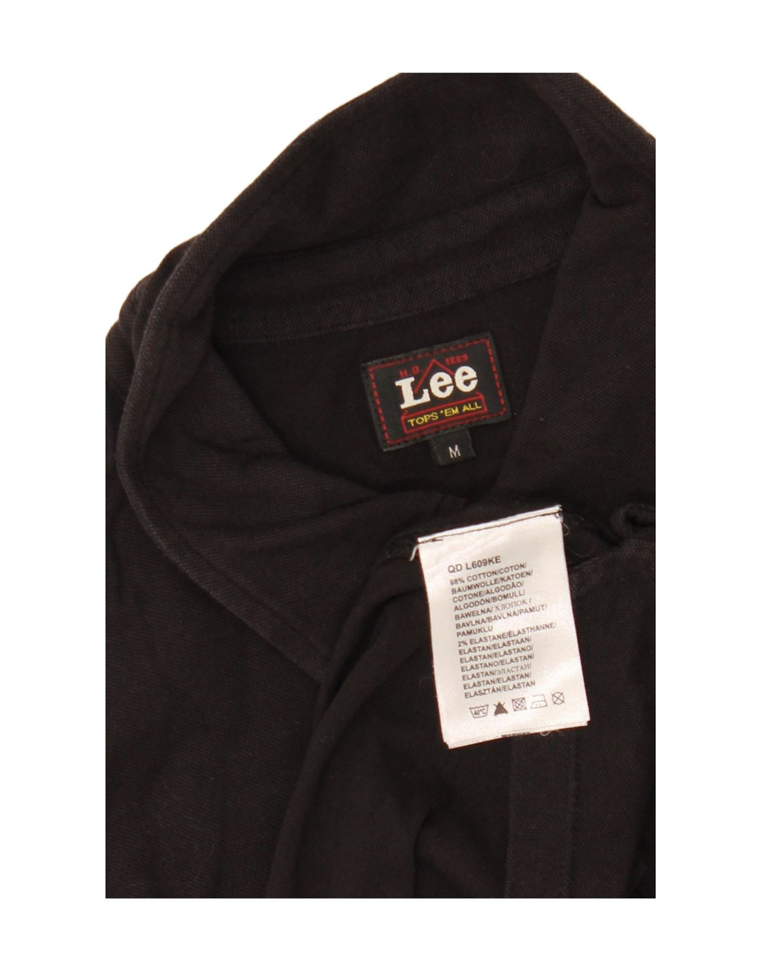 LEE Herren-Poloshirt, mittelgroß, schwarze Baumwolle
