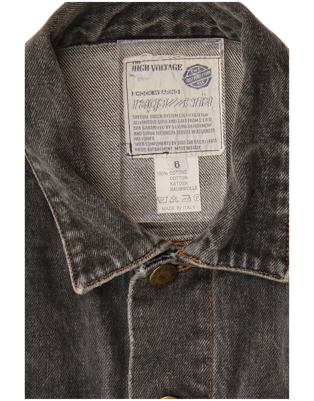 VINTAGE Herren Jeansjacke UK 38 Mittelgraue Baumwolle