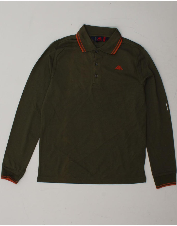 KAPPA Herren-Langarm-Poloshirt, Größe S, Khaki, Baumwolle