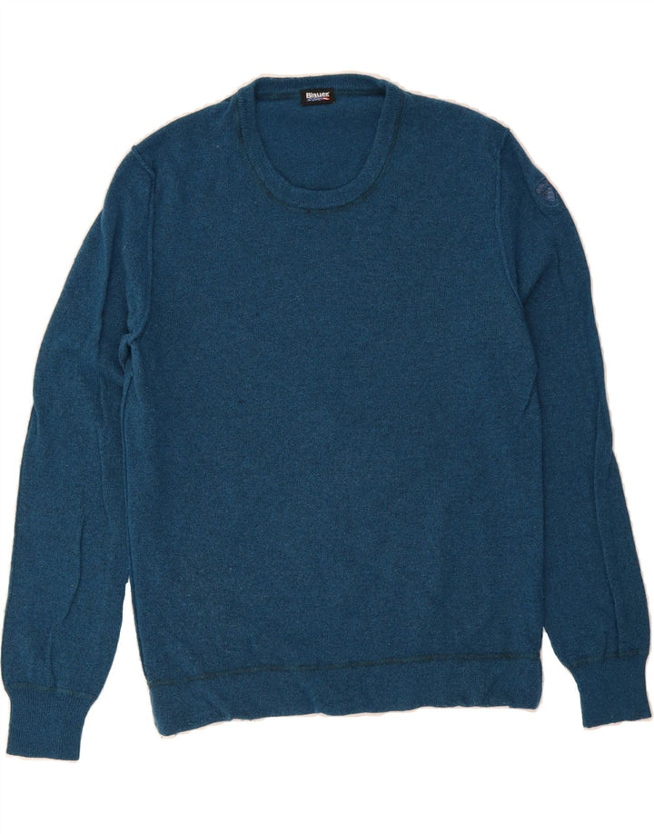 BLAUER Womens Crew Neck Jumper Sweater UK 16 Large Blue Wool Vintage Blauer and Second-Hand Blauer from Messina Hembry 