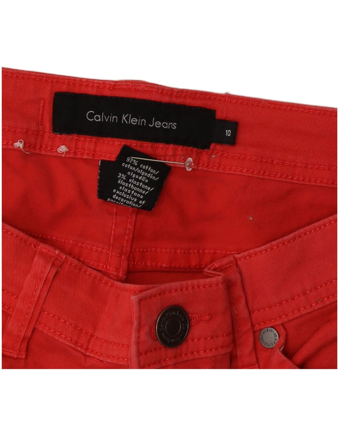 Calvin Klein Damen Gerade Freizeithose US 10 Medium W32 L26 Rot