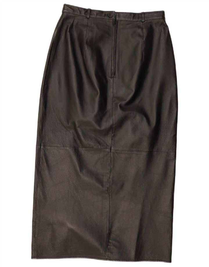 Vintage Womens Leather Skirt W28 Medium Black Leather