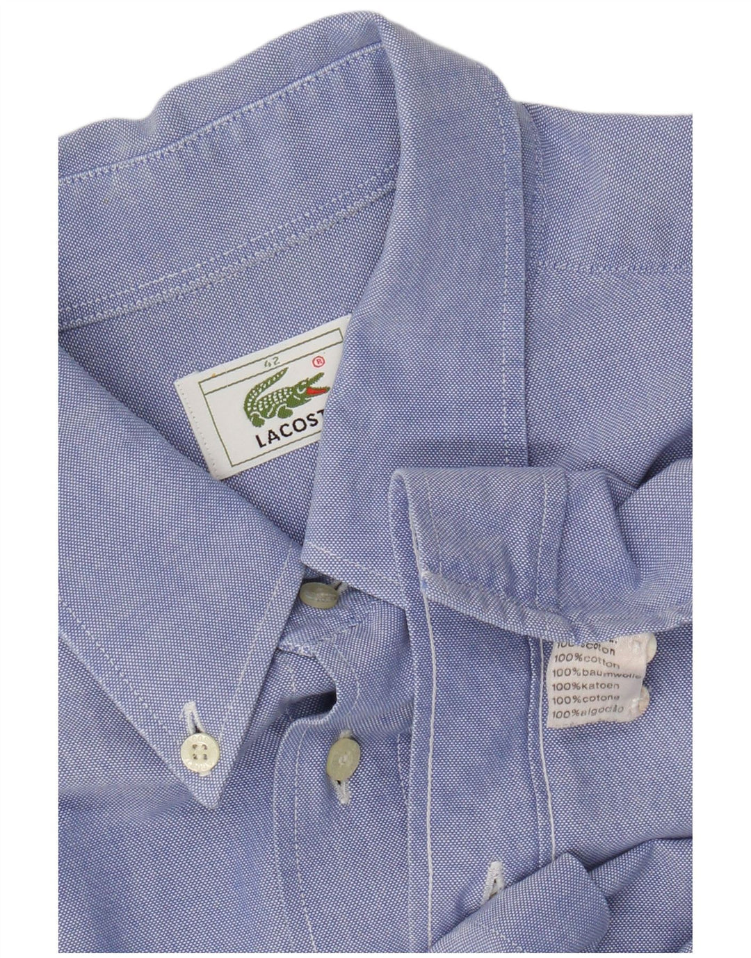 Lacoste Herren-Kurzarmhemd, Größe 42, große blaue Baumwolle