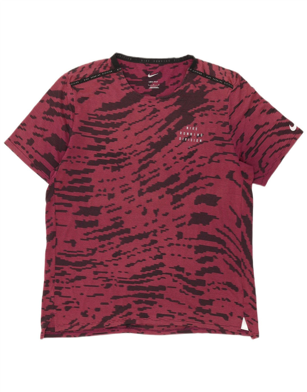 Nike Herren Dri Fit T-Shirt-Oberteil, groß, Burgunderrot, Batik-Polyester