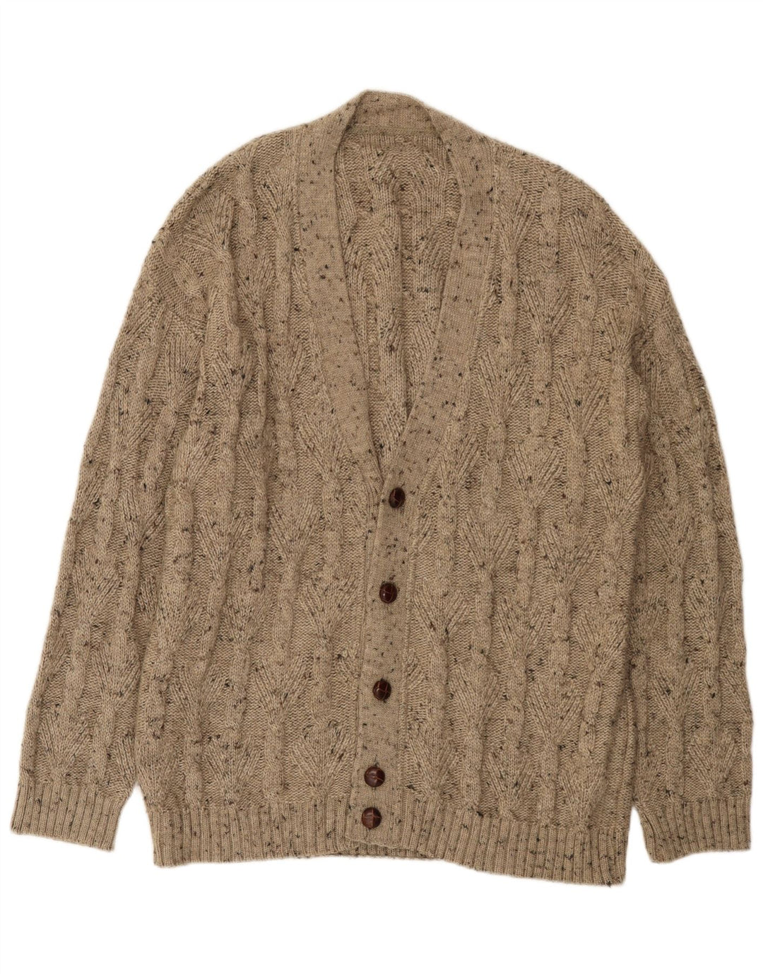 Vintage Herren Cardigan Pullover XL Beige meliert Wolle