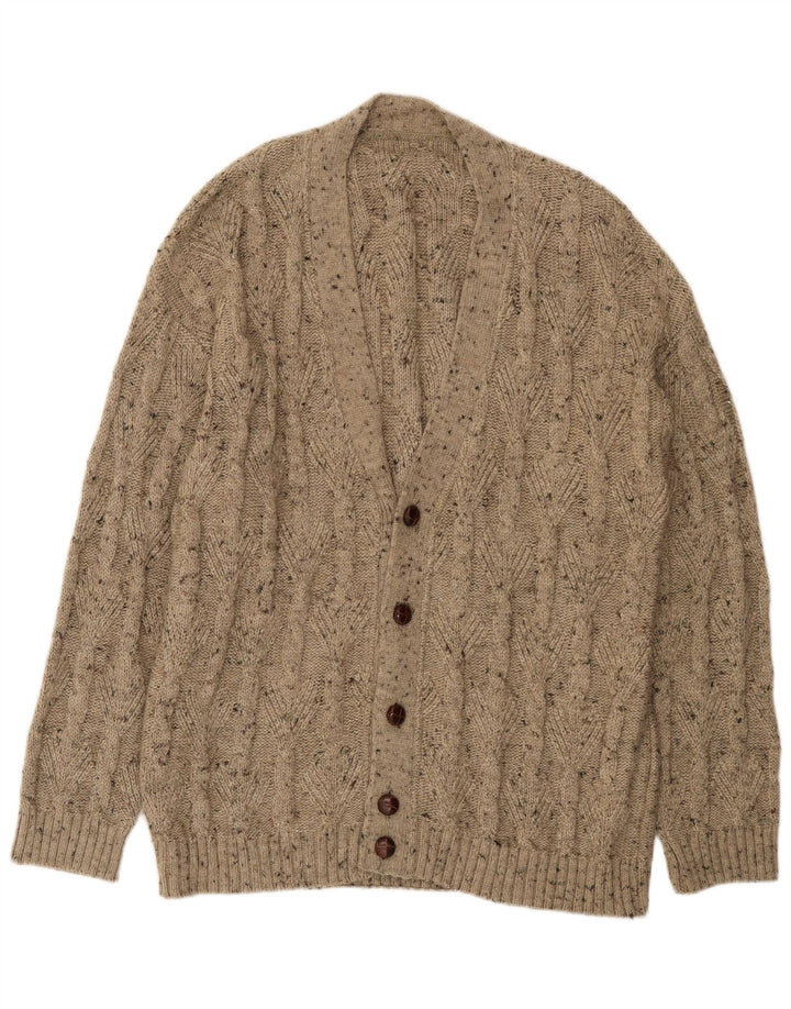 Vintage Herren Cardigan Pullover XL Beige meliert Wolle