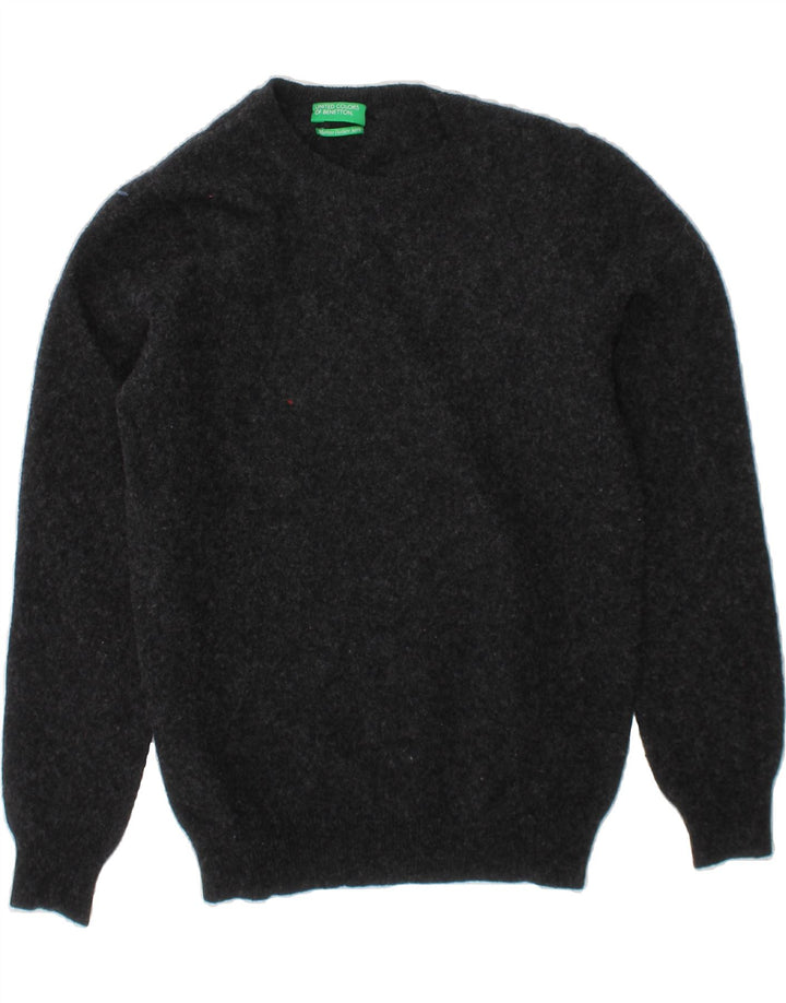 BENETTON Boys Crew Neck Jumper Sweater 6-7 Years Small  Grey Virgin Wool Vintage Benetton and Second-Hand Benetton from Messina Hembry 