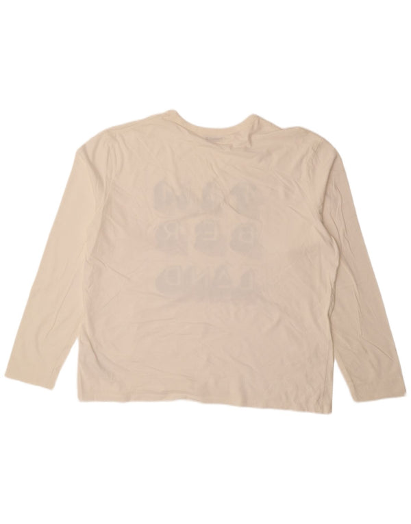 TIMBERLAND Herren Grafik-Oberteil, langärmelig, XL, cremefarbene Baumwolle