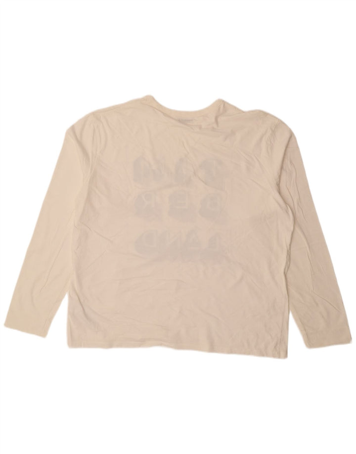 TIMBERLAND Herren Grafik-Oberteil, langärmelig, XL, cremefarbene Baumwolle