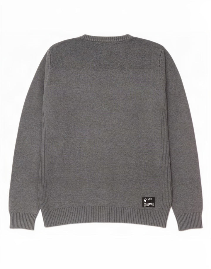 Jack & Jones Herren-Pullover mit V-Ausschnitt aus mittelgrauer Baumwolle