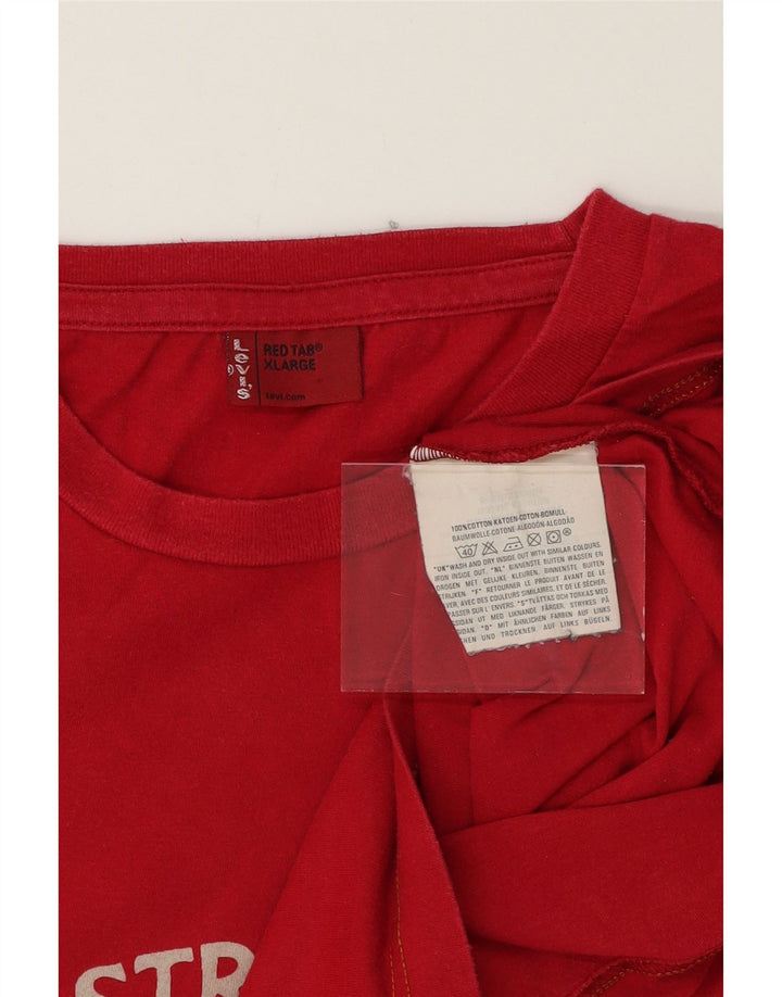 LEVI'S Mens Graphic T-Shirt Top XL Red Cotton Vintage Levi's and Second-Hand Levi's from Messina Hembry 